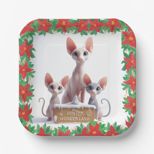 Animated Christmas Sphynx Paper Plates (Front)