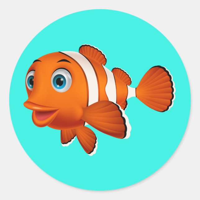 Animated Clown Fish Classic Round Sticker (Front)