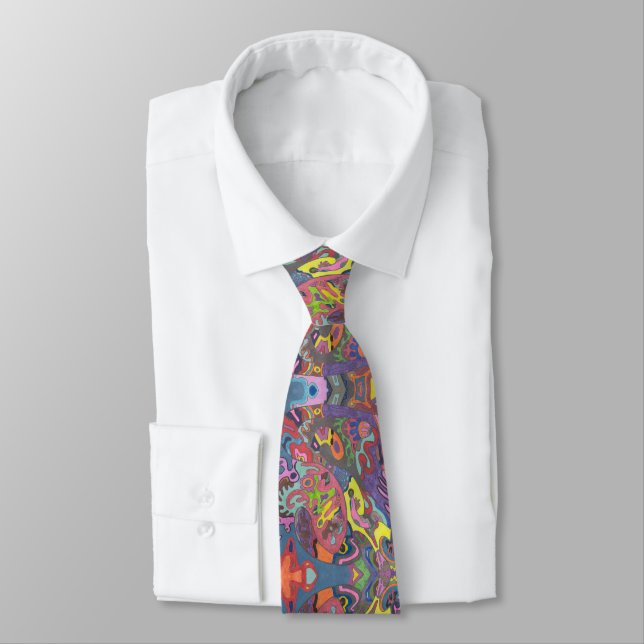 Animated Color, mirrored pattern Neck Tie (Tied)