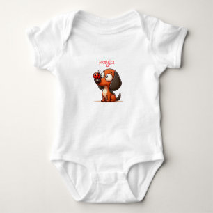 Animated Dachshund and Lady Bug  Baby Bodysuit