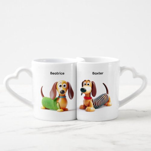 Animated Dachshund Dogs  Coffee Mug Set