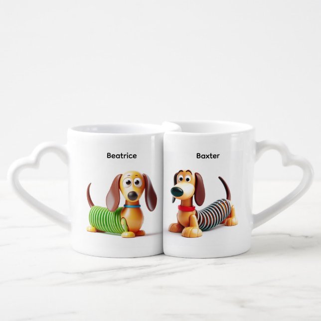 Animated Dachshund Dogs  Coffee Mug Set (Front Nesting)