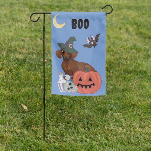 Animated Dachshund Halloween  Garden Flag