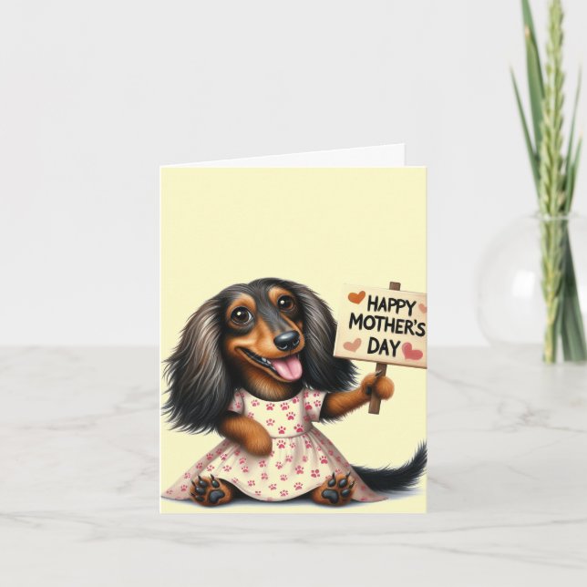 Animated Dachshund Mother's Day  Card (Front)