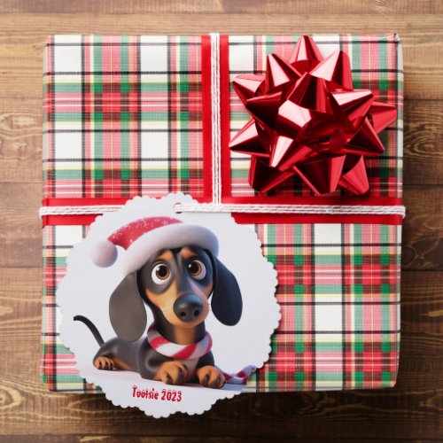 Animated Dachshund Puppy  Ornament Card