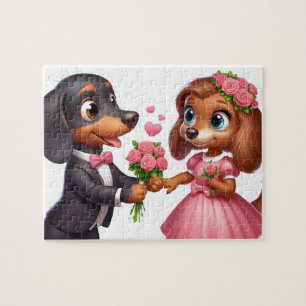 Animated Dachshund Valentine Jigsaw Puzzle