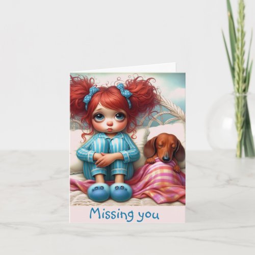 Animated Daughter and Dachshund Any Occasion Card