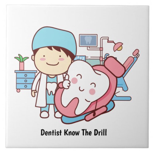 Animated dentist with tooth ceramic tile