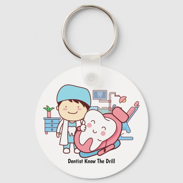 Animated dentist with tooth   keychain (Front)