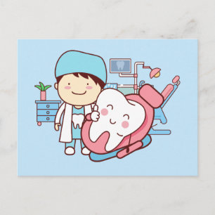 Animated Dentist with tooth Postcard