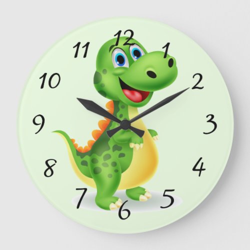 Animated dinosaur Cute Large Clock
