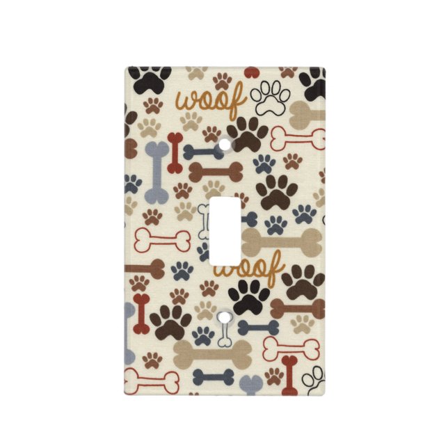 Animated dog paws and bones light switch cover (Front)