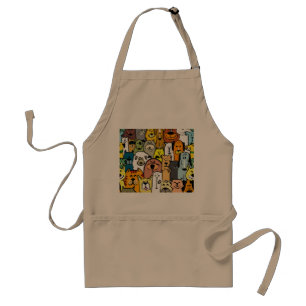 Animated Dogs and Cats illustrations Adult Apron