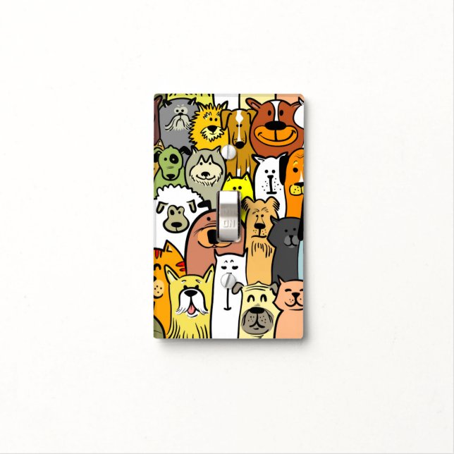 Animated Dogs and Cats illustrations Light Switch Cover (In Situ)