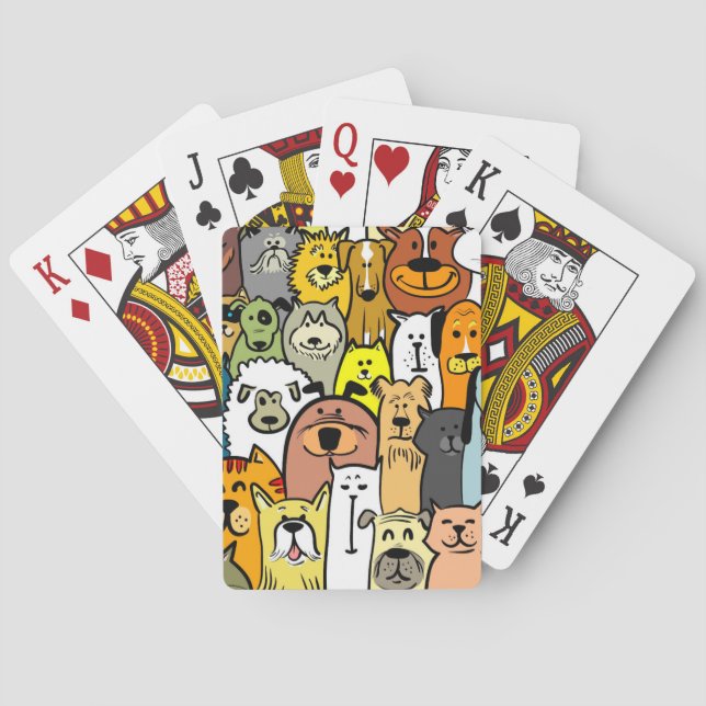 Animated Dogs and Cats illustrations Poker Cards (Back)