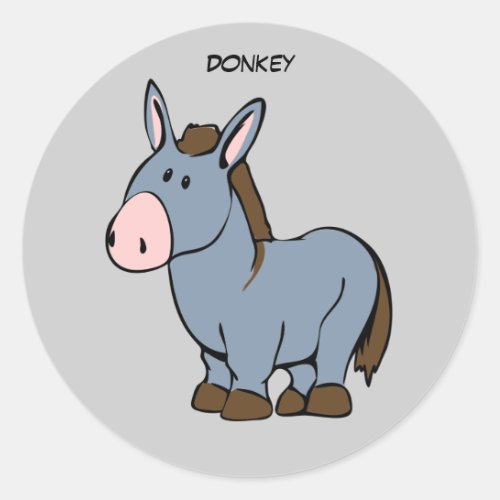 Animated Donkey Classic Round Sticker