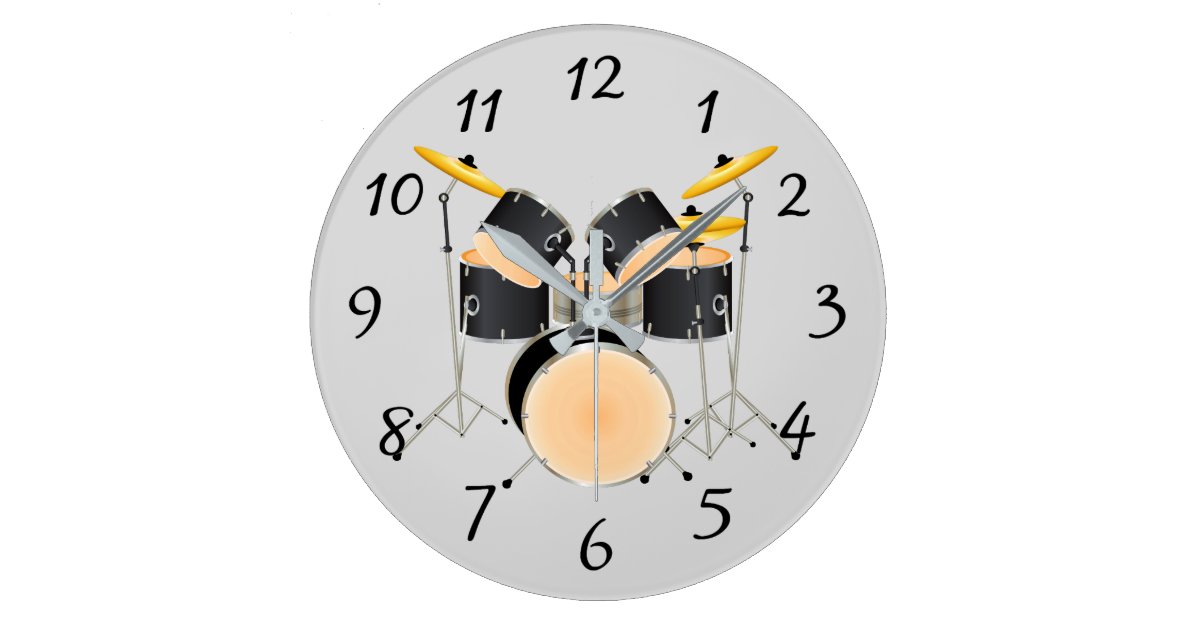 Animated drum set large clock Zazzle