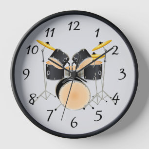 Animated drum set round clock