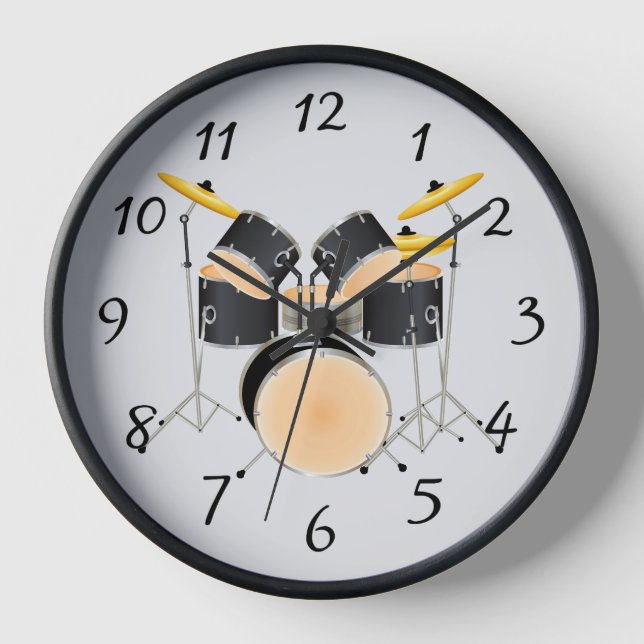 Animated drum set round clock (Front)