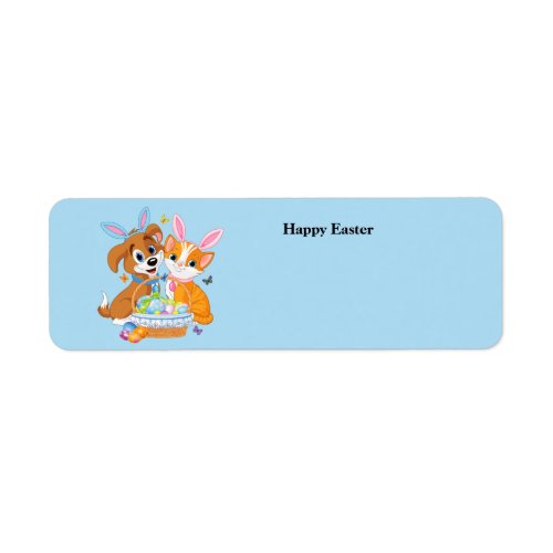 Animated Easter dog and cat background Label