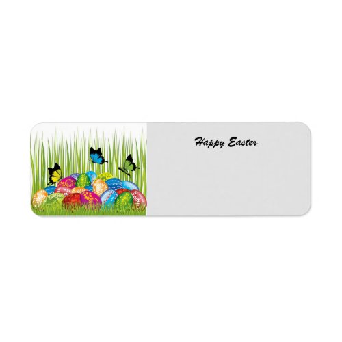 Animated Easter Eggs and Butterflies label