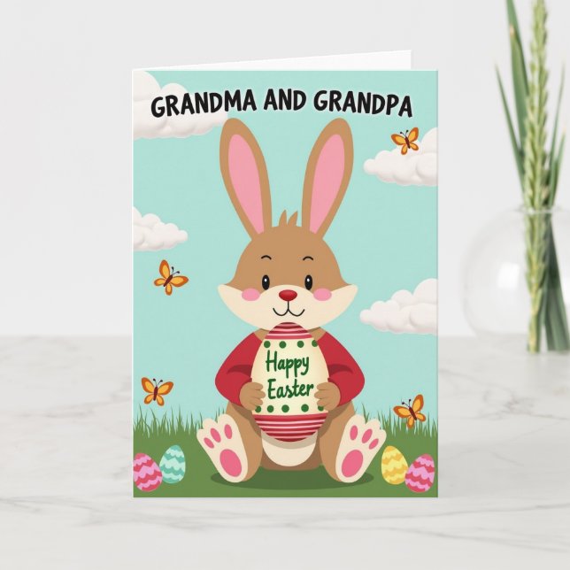 Animated Easter Faux Gold Foil Card (Front)