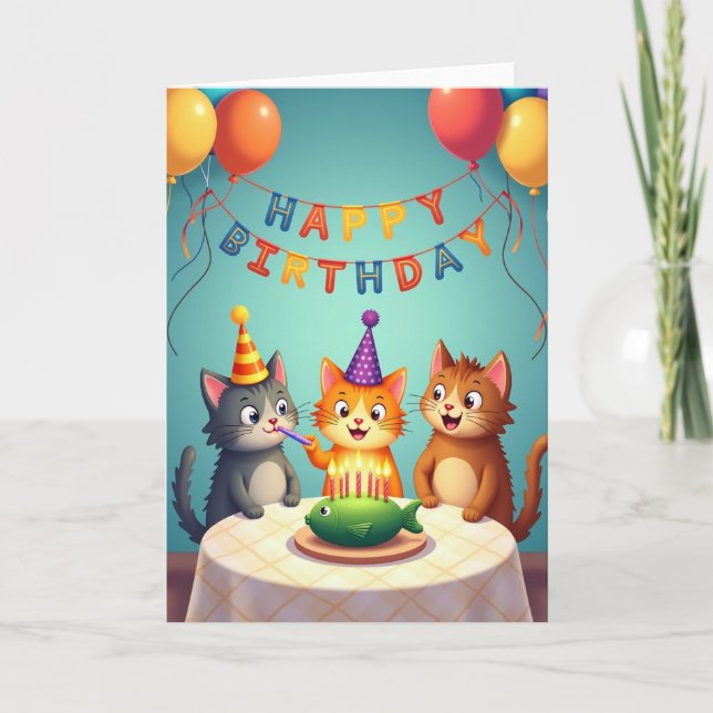 Animated Feline Birthday Card (Front)