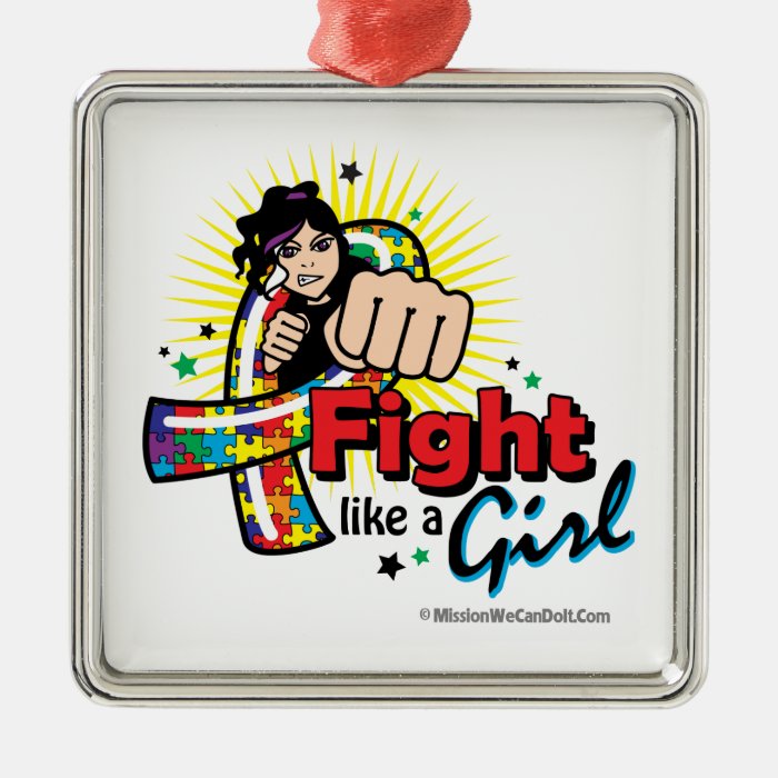 Animated Fight Like A Girl Autism Christmas Tree Ornament