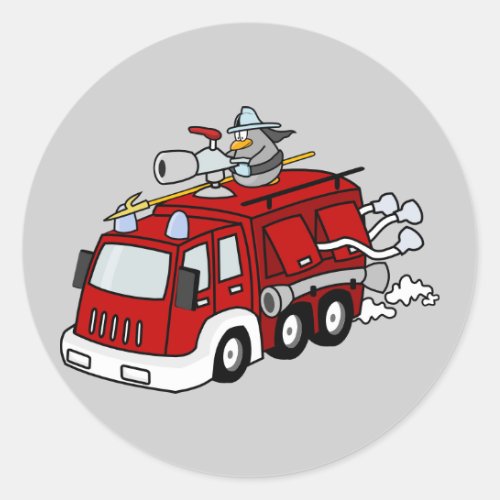 Animated Fire Truck Classic Round Sticker