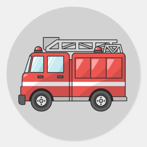 Animated Fire Truck Classic Round Sticker