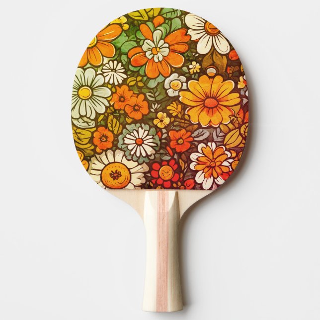Animated floral arrangement ping pong paddle (Front)