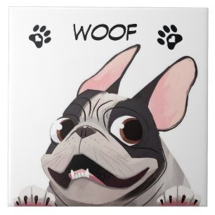 Animated French Bulldog Ceramic Tile