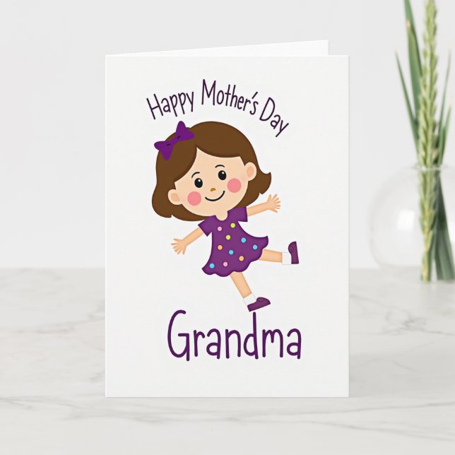 Animated Girl Mothers Day Card (Front)