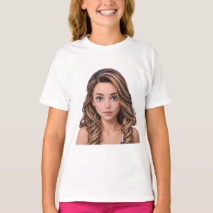 Animated Girl with Wavy Highlighted Hair T-Shirt