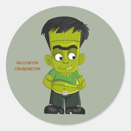 Animated Halloween Frankenstein Classic Round Sticker
