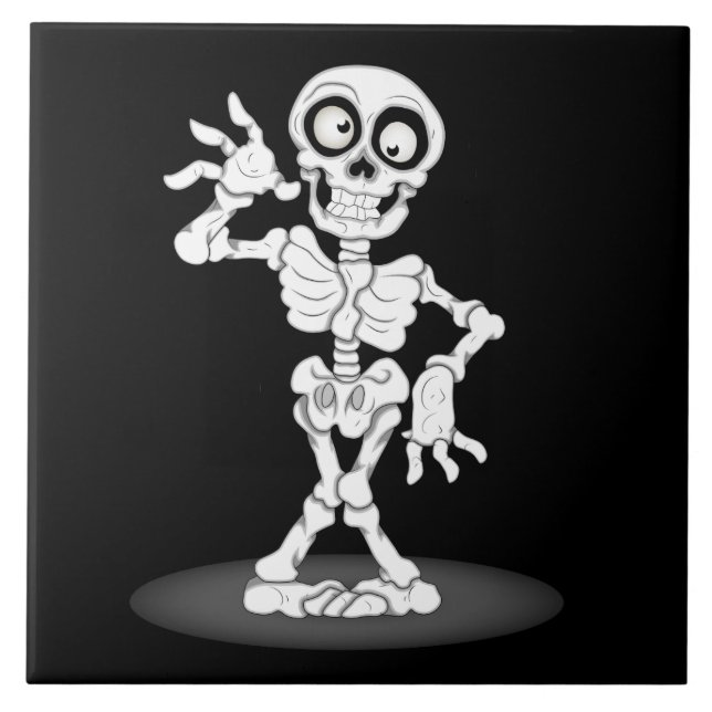 Animated Halloween Skeleton Ceramic Tile (Front)