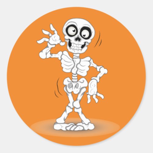 Animated Halloween Skeleton Classic Round Sticker