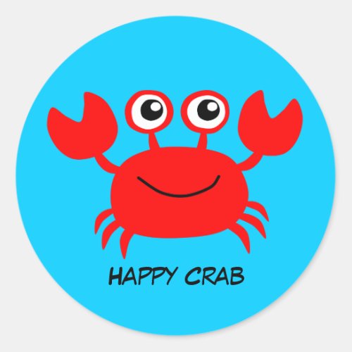 Animated Happy Crab Classic Round Sticker