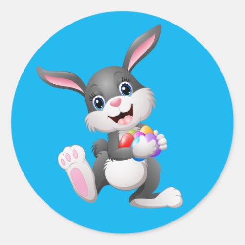 Animated Happy Easter Bunny Classic Round Sticker