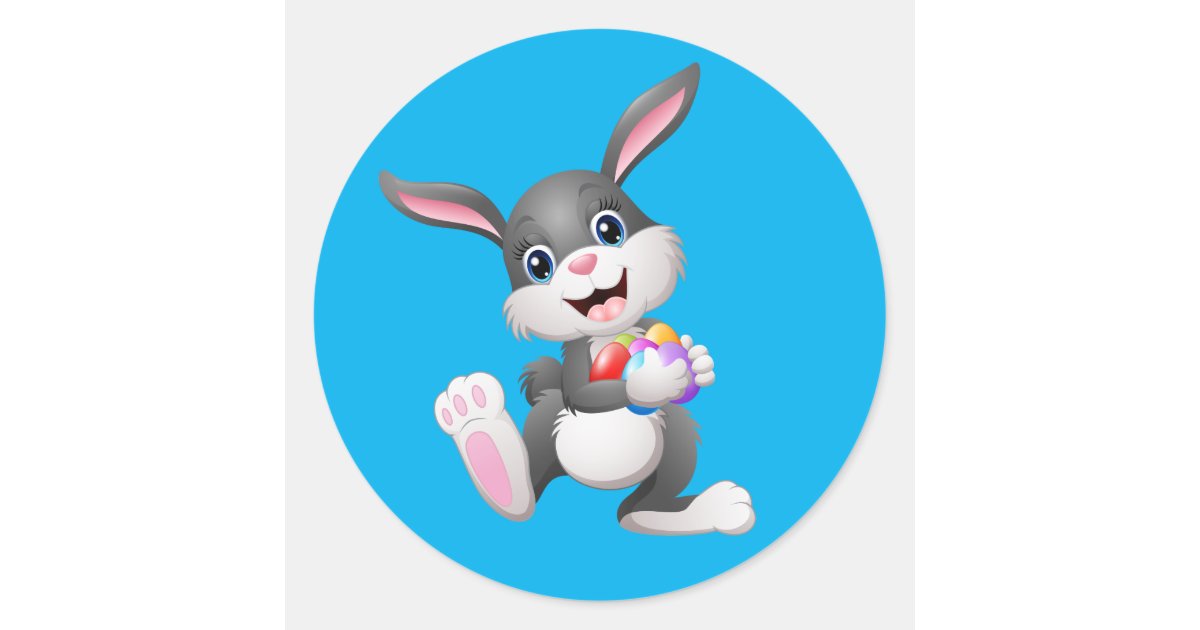 Animated Happy Easter Bunny Classic Round Sticker | Zazzle