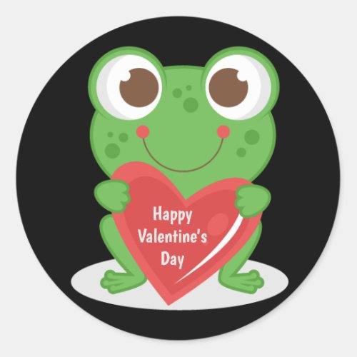 Animated Happy Valentines Day Frog Classic Round Sticker