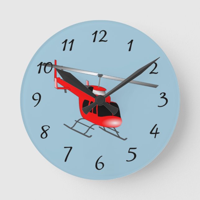Animated Helicopter Round Clock (Front)