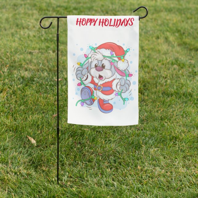 Animated Holiday Rabbit Garden Flag (In SItu)