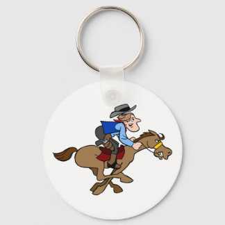 Animated Horse Runs Cartoon Cowboy Holds Tight Keychain