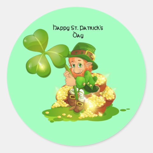 Animated Irish Leprechaun Classic Round Sticker