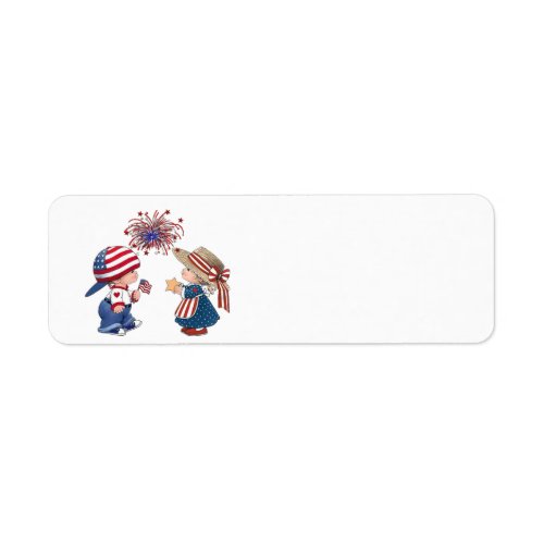 Animated July 4th children Label