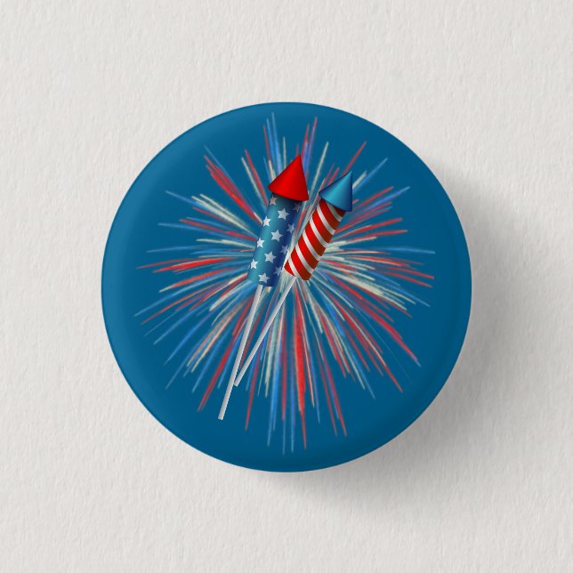 Animated July 4th fireworks and rockets Button (Front)