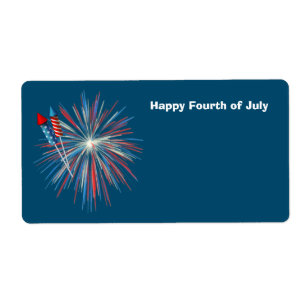 Animated July 4th fireworks and rockets Label