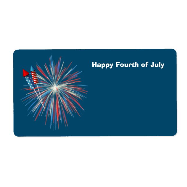 Animated July 4th fireworks and rockets Label (Front)