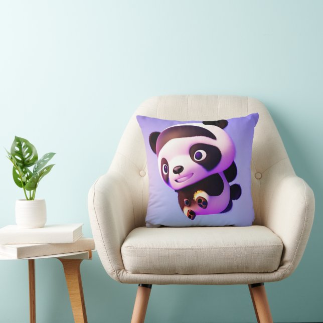 Animated Jumping Panda,  Throw Pillow (Chair)